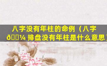 八字没有年柱的命例（八字 🌼 排盘没有年柱是什么意思）